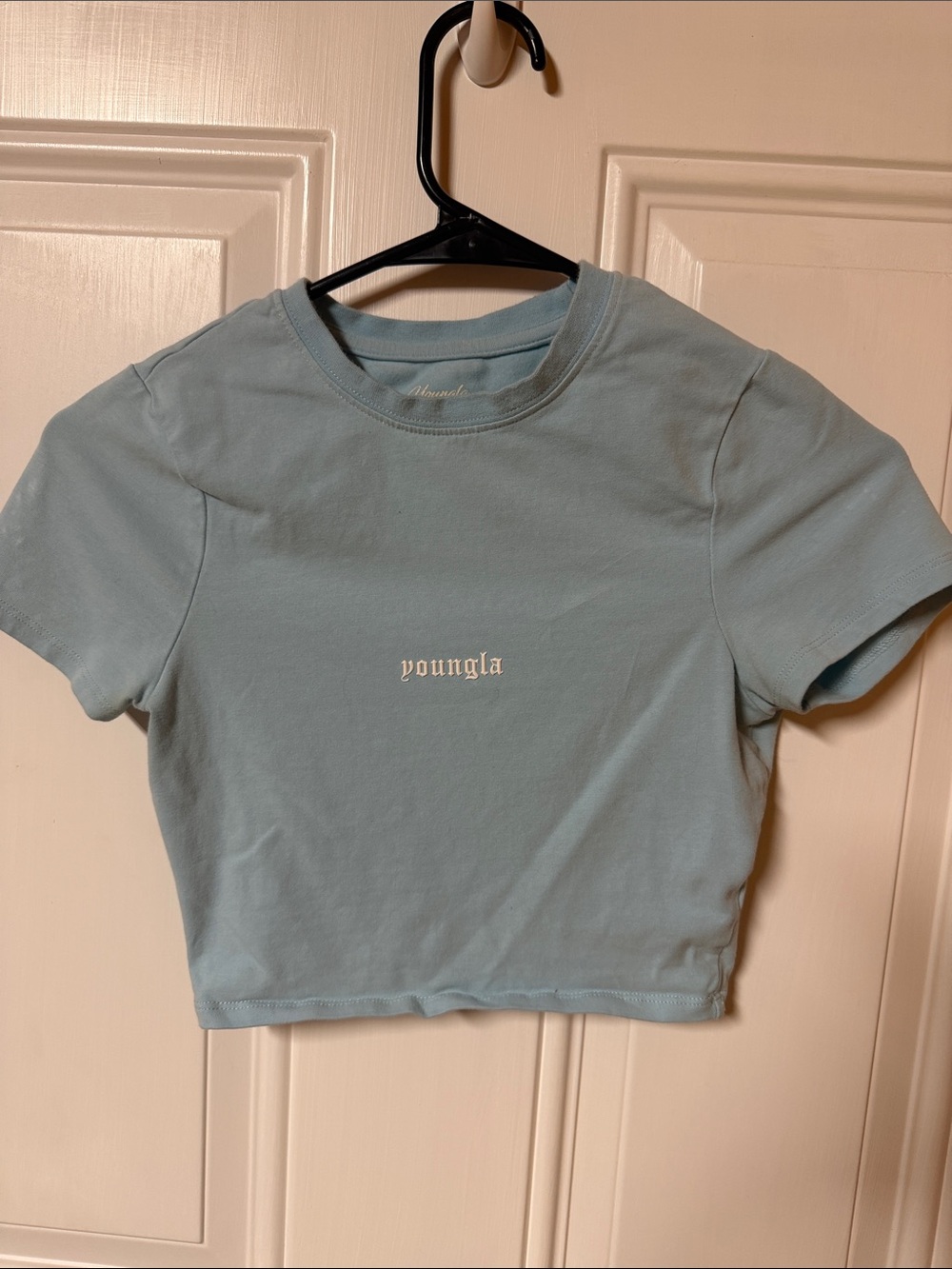 YoungLA Pastel Blue Cropped baby Tee - Women's Short Sleeve